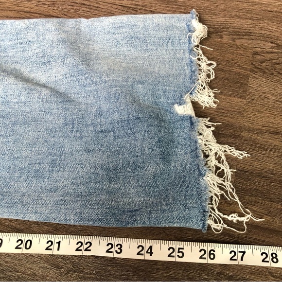 Mica Denim Jeans Women’s 32 Blue High Rise Crop Flare Distressed Hem - Picture 7 of 11